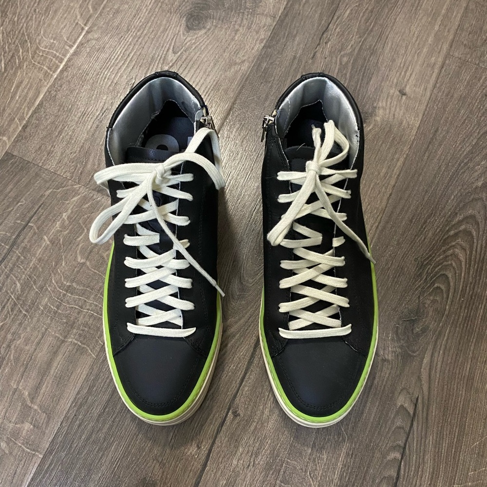 P448 Black and Green Sneakers with Neon Accents